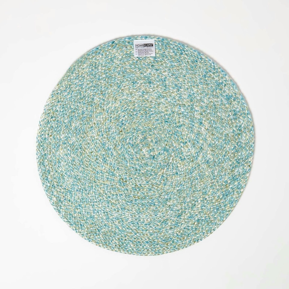 image 1 of Homescapes Green Handwoven Round Placemats Set of 4 Green