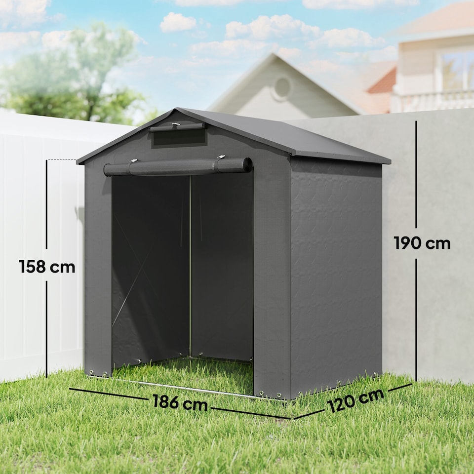 image 1 of Outsunny 6 x 4 ft Outdoor Garden Storage Shed Tent Bike Tent, Dark Grey