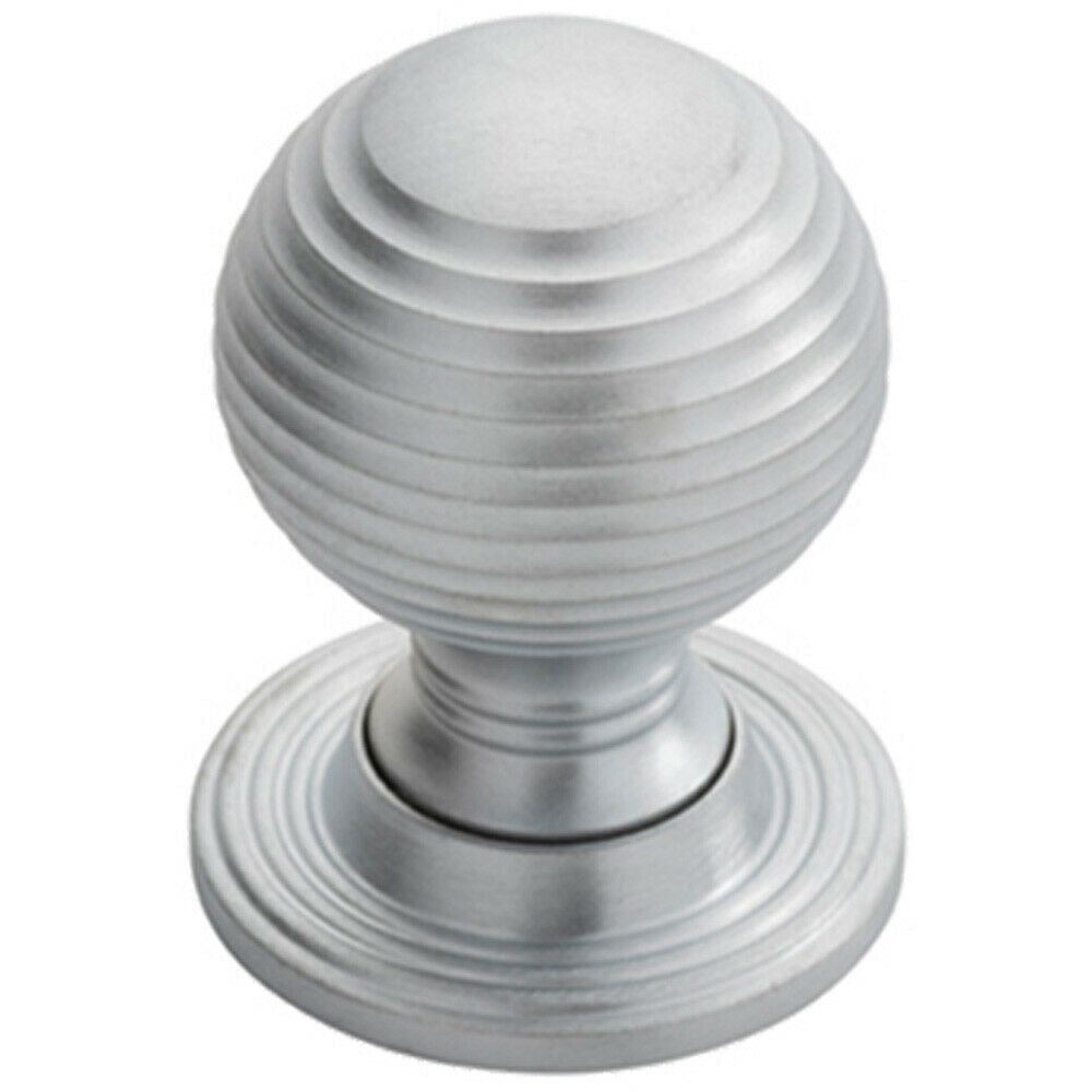 Loops Textured Reeded Ball Cupboard Door Knob 28mm Dia Satin Chrome Handle