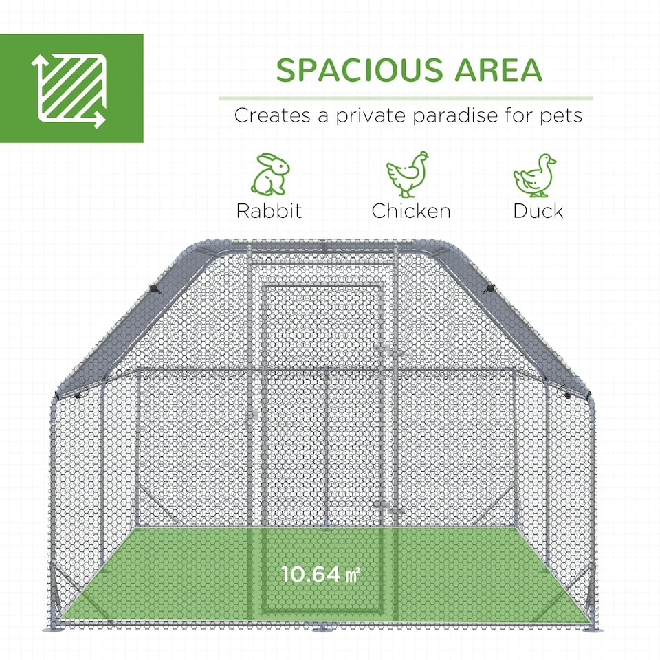 image 1 of PawHut Chicken Run W/ Roof, Walk In Chicken Coop for 10-12 Chickens, Hen House