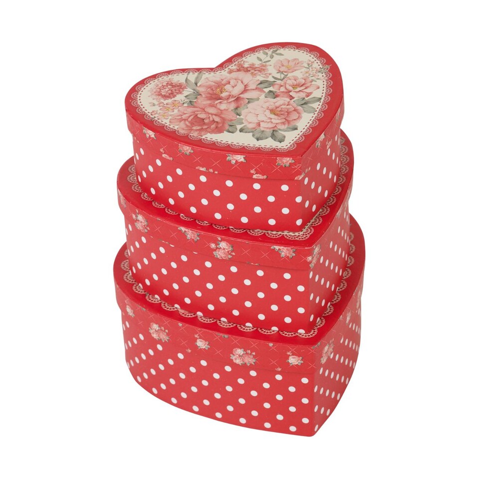 3-Pc Stackable Storage Box Set Vintage Lidded Gift Boxes | Red