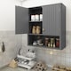 image 5 of COSTWAY Bathroom Wall Cabinet Double Door Medicine Cabinet-Grey