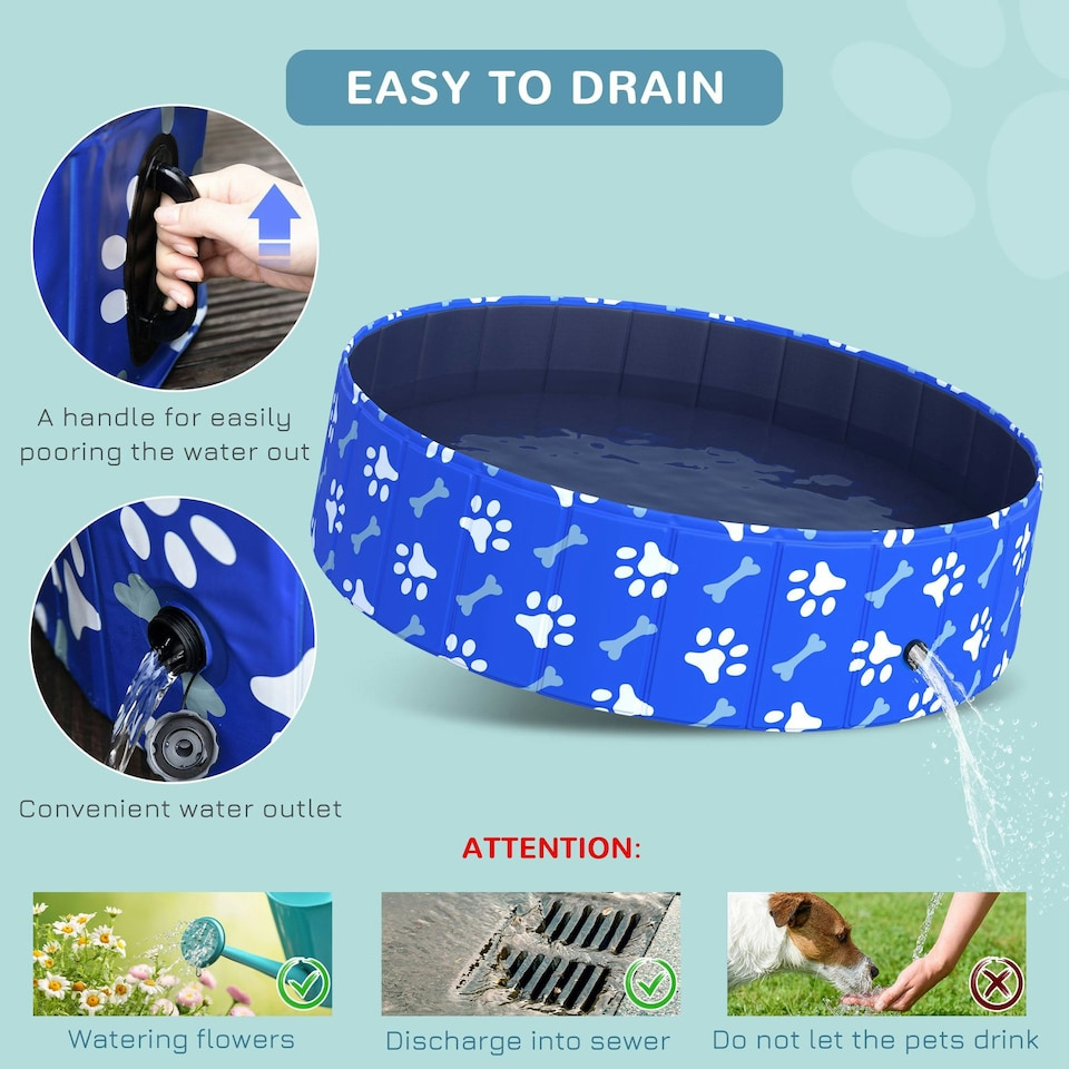 image 1 of PawHut Dog Swimming Pool Foldable Pet Bathing Shower Tub Padding Pool Φ120cm L