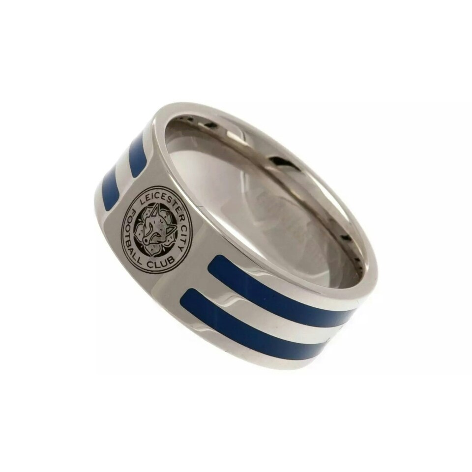 image 1 of Leicester City FC Striped Ring - Silver/Blue Stripe - U