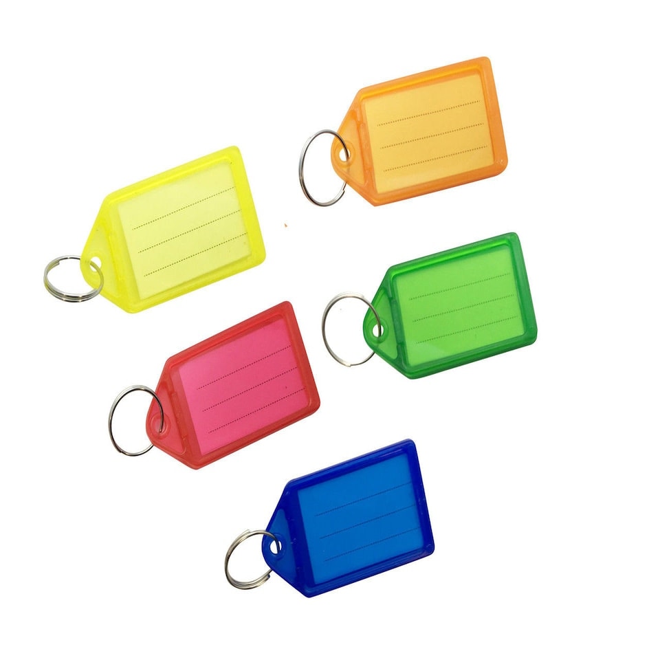 image 1 of Pack of 50 Large Assorted Coloured Identity Tag Key Rings
