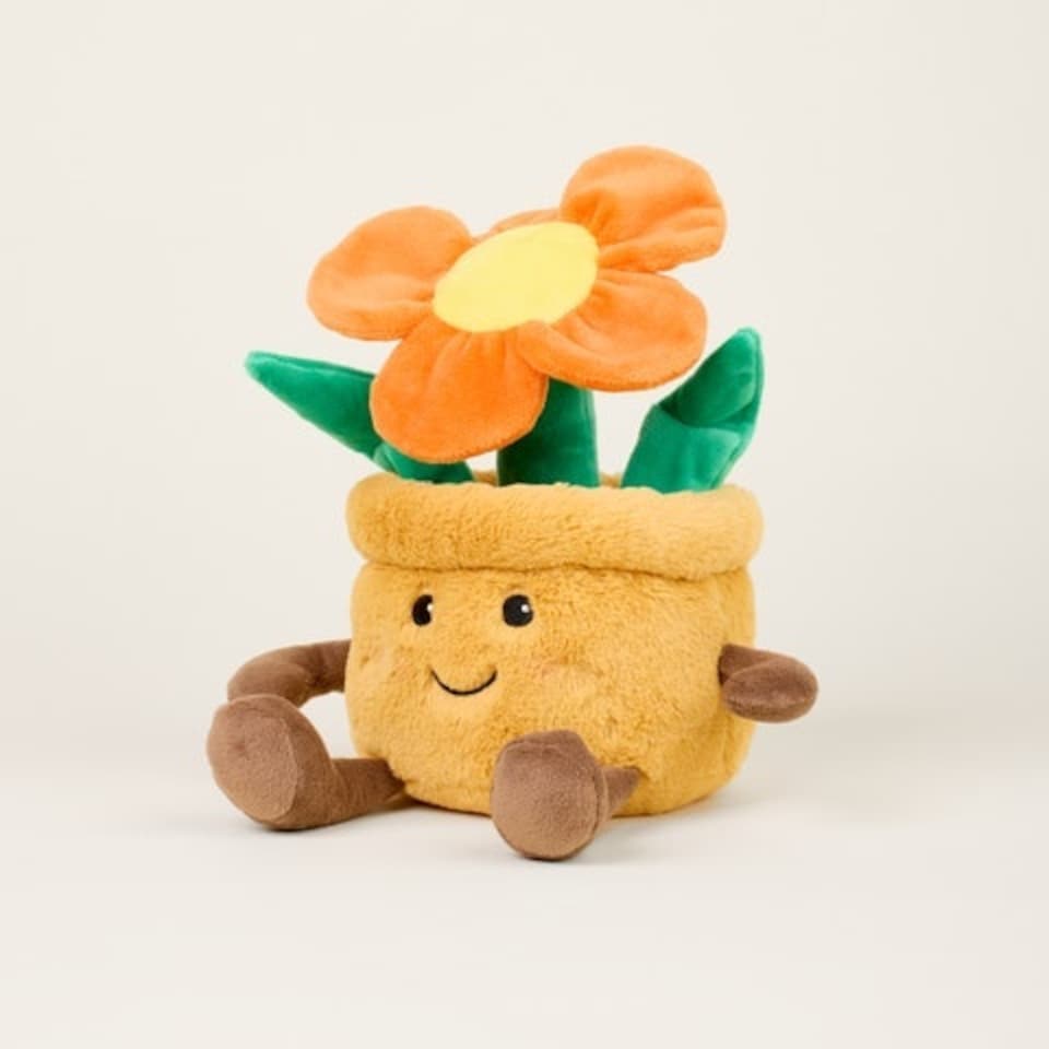 image 1 of Warmies Plush Orange Flower Pot Microwavable LARGE