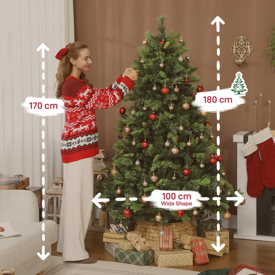 image 1 of HOMCOM 180cm Prelit Christmas Tree with Colourful DIY Synchronized LED Lights and Remote, Carolina Pine, Hinged Xmas Tree with Realistic Tips, 12 Modes, Daily Timer, Adjustable Brightness and Speed | Green