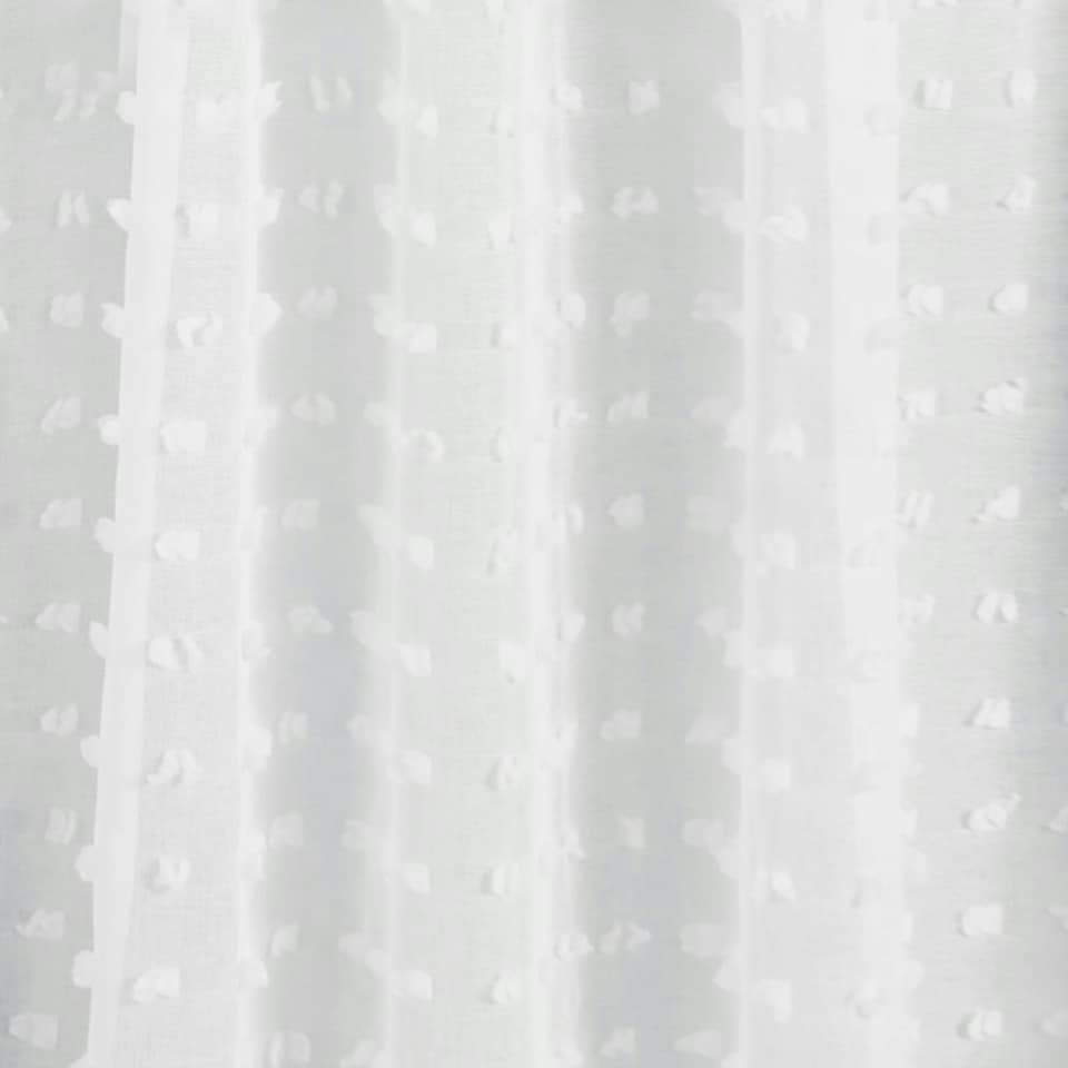 image 1 of OHS Pompom Tufted Textured Slot Top Sheer Net 2 Panel Voile Curtains, 55x87" - White