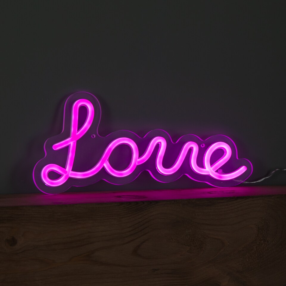 image 1 of 30cm Light up Neon Effect Love Sign in Pink with 111 LEDs