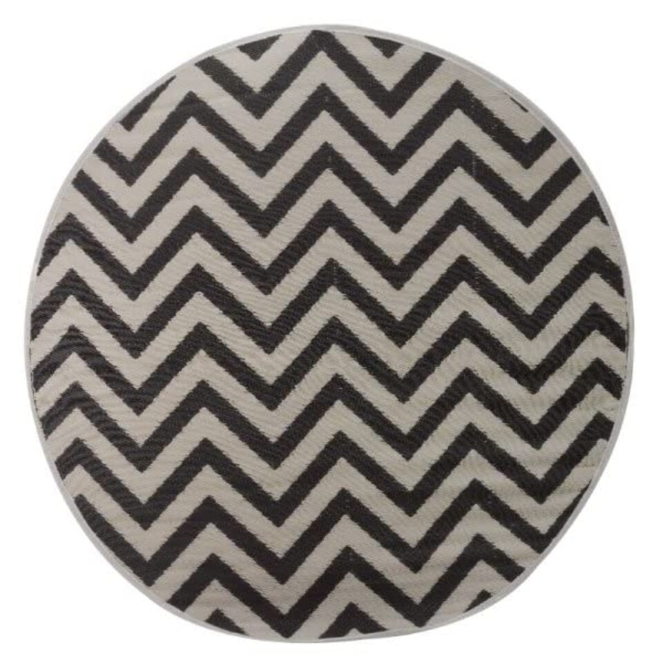 image 1 of Marco Paul Zigzag Round Outdoor Rug 180cm Black