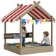 image 1 of Outsunny Sand Pit with Canopy, Blackboard, Toys, Sink, Seats, Flags for Kids