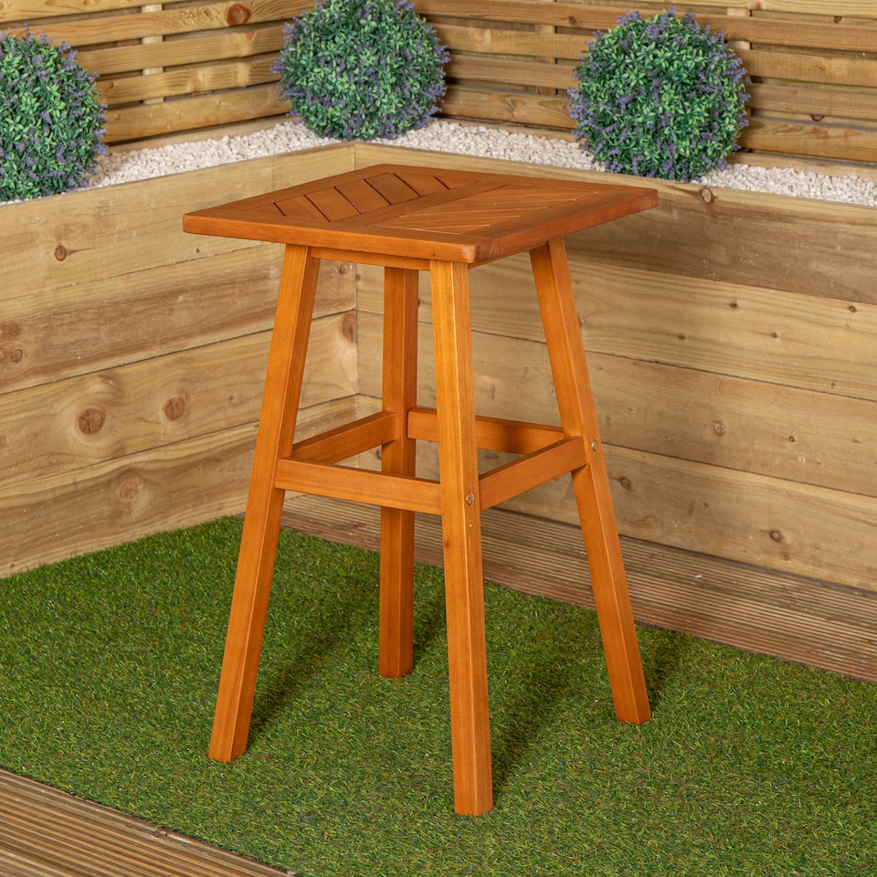 image 1 of 73 x 45cm Outdoor Kapalua Wooden Slatted Garden Side Table | Brown | Brown