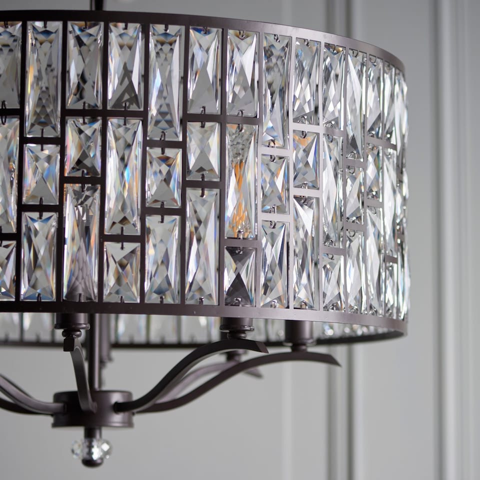 image 1 of Belle 8 Light Ceiling Pendant Dark Bronze, Clear Crystal, E14