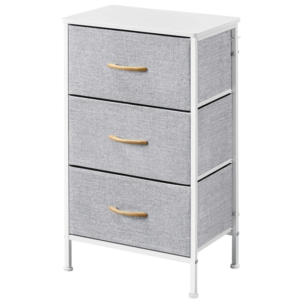 image 1 of Yaheetech Lightweight Fabric Storage Tower with 3 Drawers Grey | Light Grey