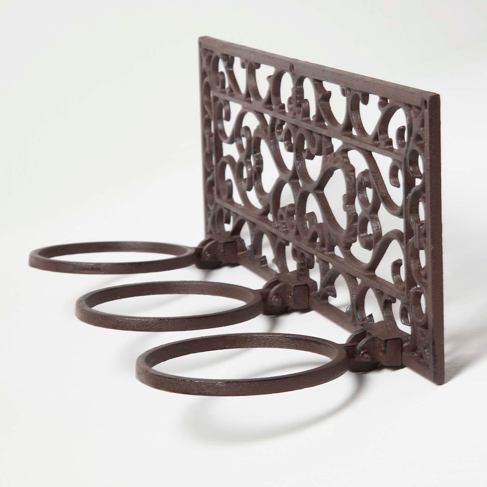 image 1 of Homescapes Brown Cast Iron Parisian Style Flowerpot Holder