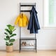 image 5 of Harbour Housewares Square Steel Coat Rack with Shoe Storage Bench - Black/Black | Black | Black/Black | One Size
