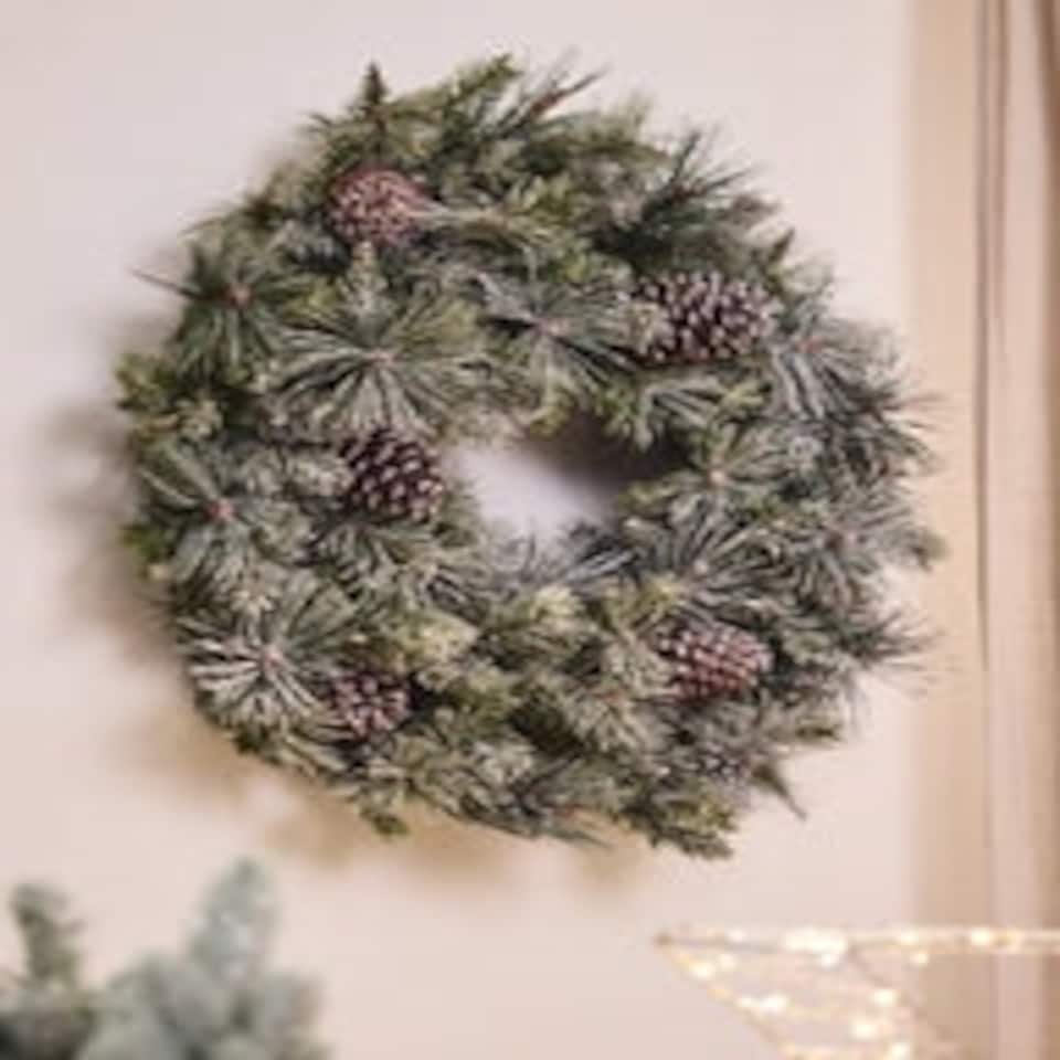 image 1 of XL Sparkling Pine Wreath - 76cm