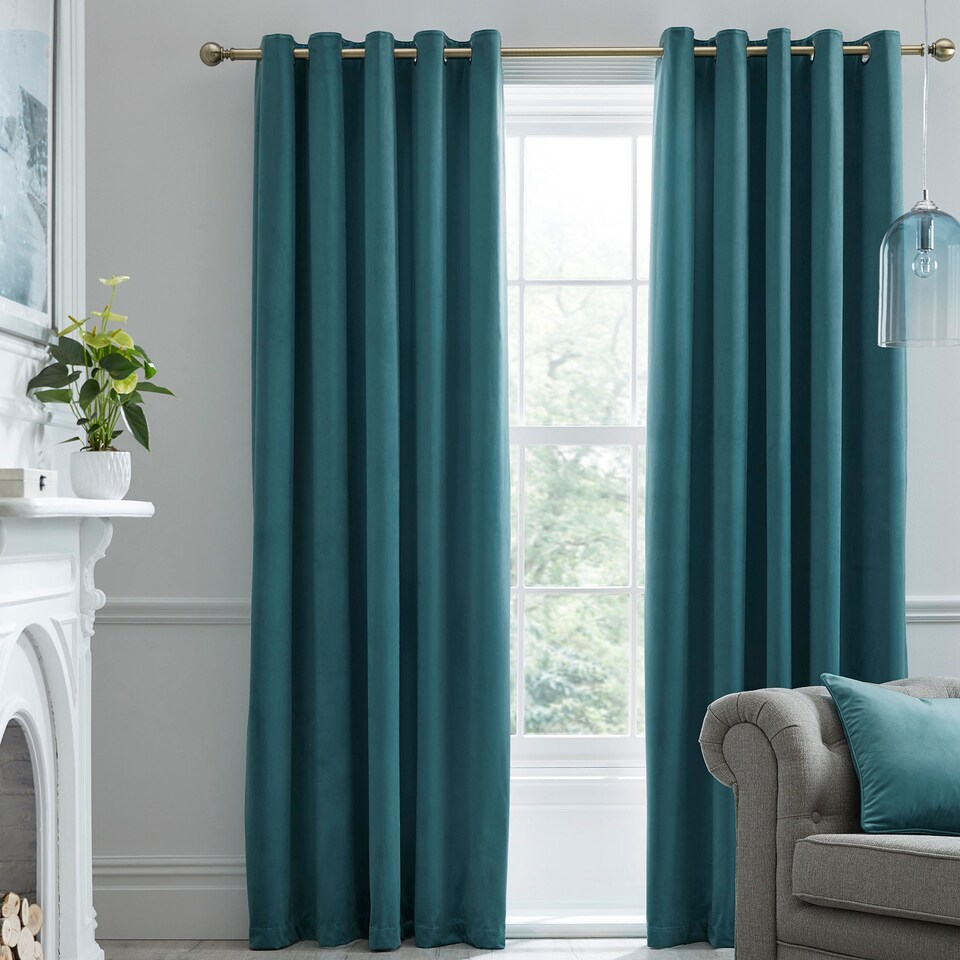 image 1 of Laurence Llewelyn-Bowen Montrose Eyelet Curtains Teal