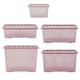 image 4 of Wham Crystal 5 x Multisize Stackable Plastic Storage Boxes with Lids Tint Dusky Orchid Pink