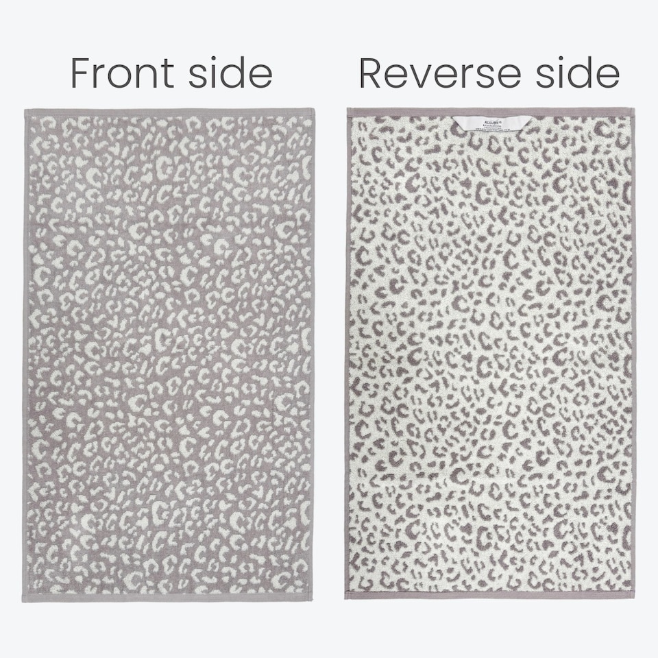 image 1 of Zero Twist Leopard Print Towels | Grey | Hand towel | 1