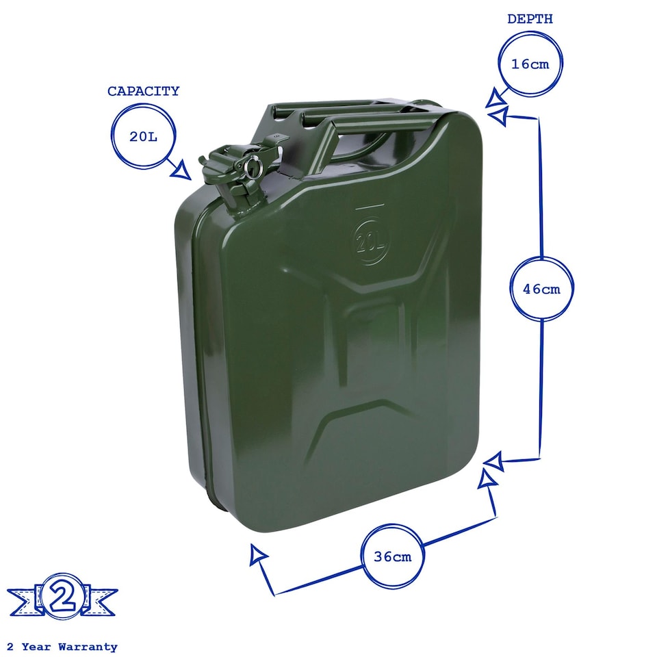 image 1 of Pro User Steel Jerry Can - 20L - Green