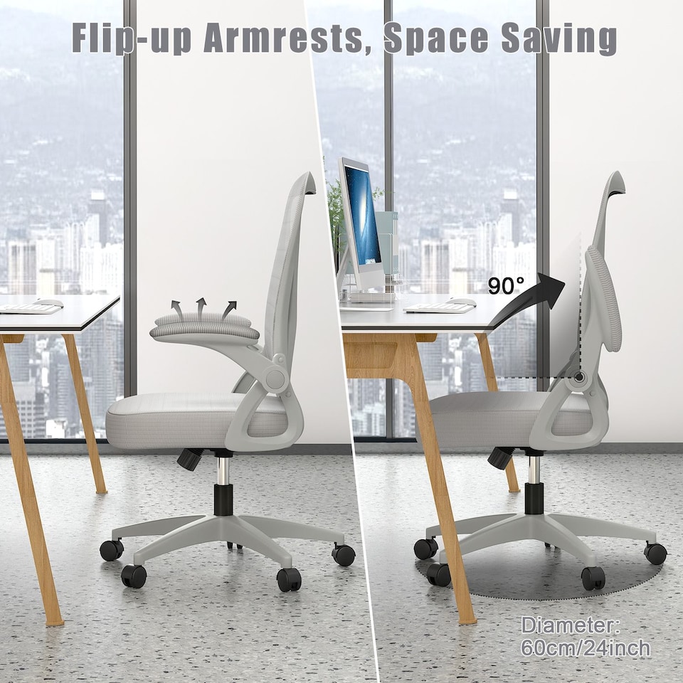 image 1 of Rattantree Ergonomic Office Chair with Flip Up Armrests & Lumbar Support
