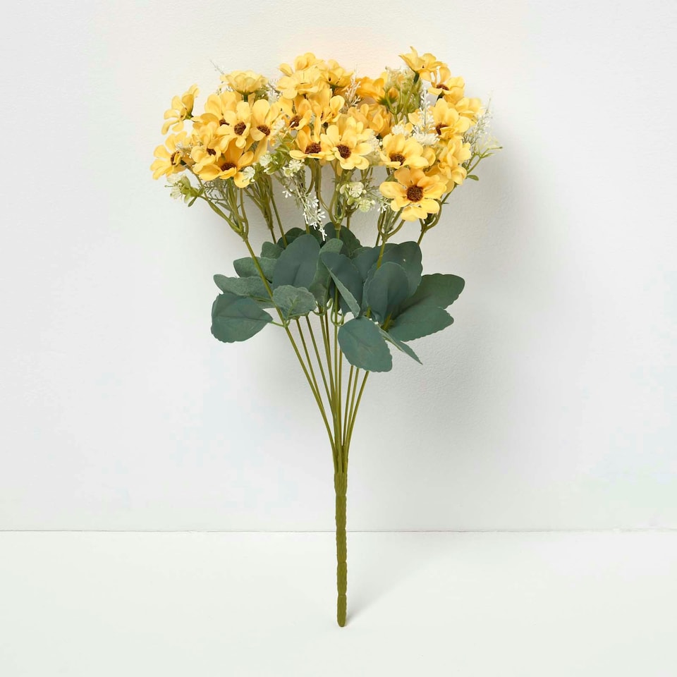 image 1 of Homescapes Artificial Wild Daisy Yellow Bouquet Flower, 46 cm