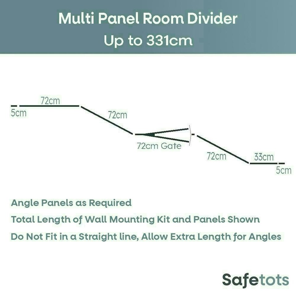 image 1 of Safetots Premium Multi Panel Room Divider, up to 331cm Wide, Grey, 70cm Tall, Multi Panel Flexible Room Barrier, Room Divider with Door for Baby Grey