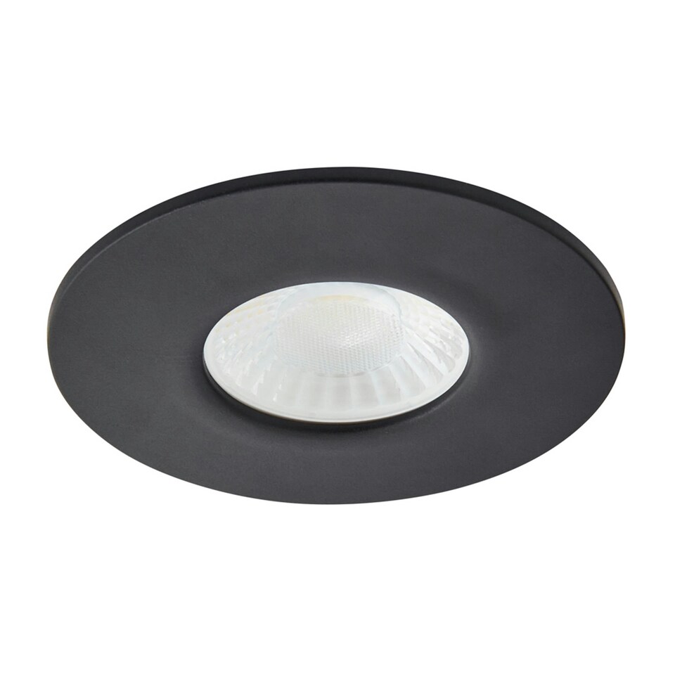 image 1 of BHS Nate LED Fixed Fire Rated IP65 Recessed Spotlight | Black | Satin Black | 1