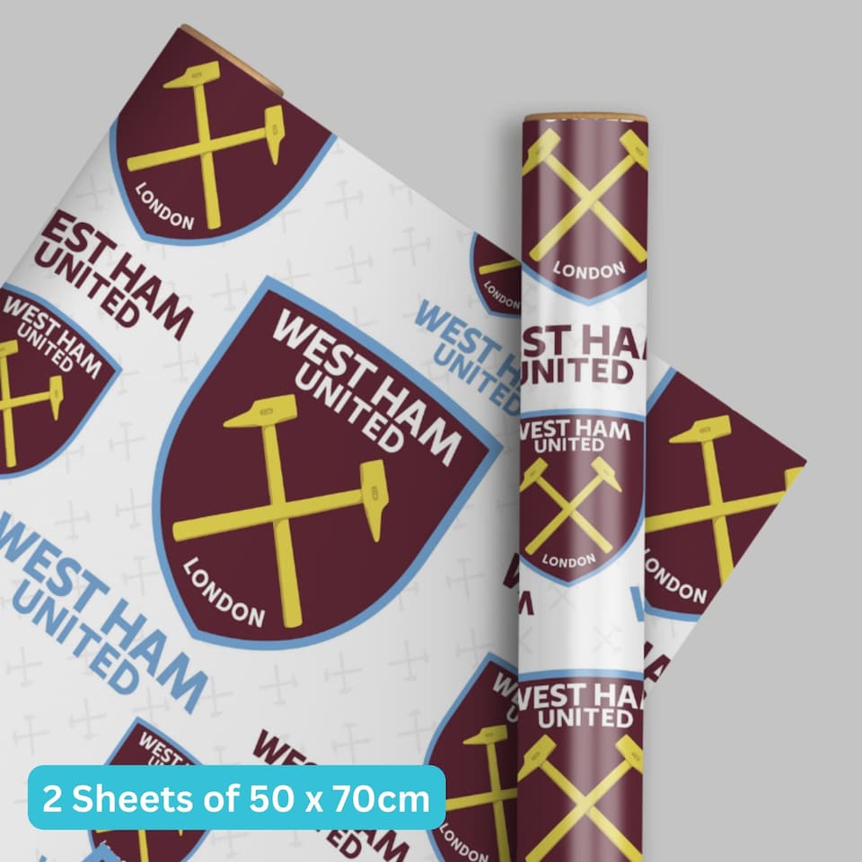 image 1 of West Ham FC 2 Sheets & 2 Tags Gift Wrap