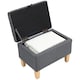 image 1 of HOMCOM Linen Storage Ottoman Storage Box with Rubberwood Legs, Charcoal Grey | Grey