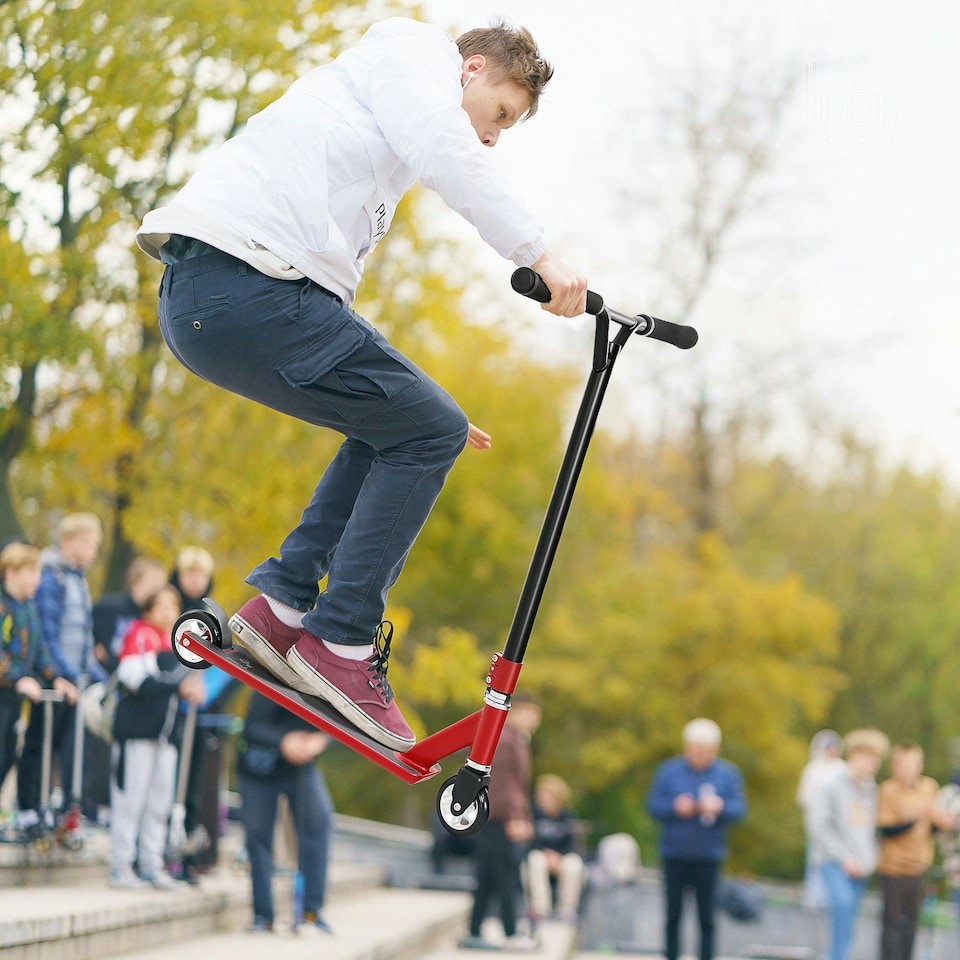 image 1 of HOMCOM Stunt Scooter Entry Level Tricks Scooter for 14+ Beginners, Purple | Purple | Purple