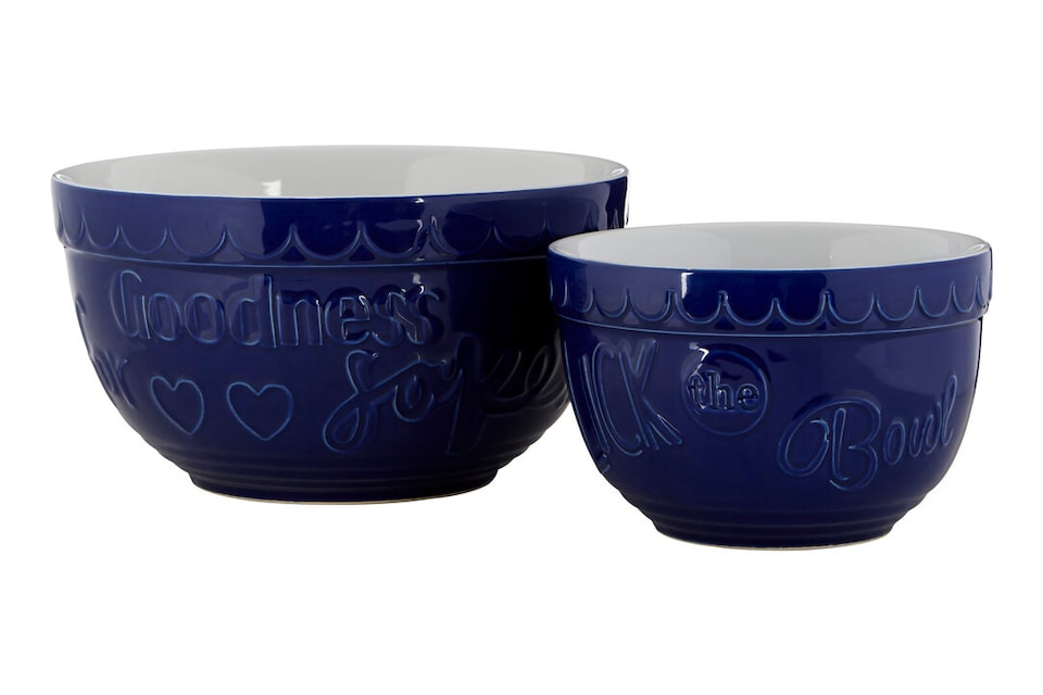 image 1 of Gigi Set Of Two Blue And White Mixing Bowls