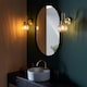 image 4 of Marsala Bathroom Glass Wall Lamp, Satin Brass Plate, Ribbed Glass, IP44
