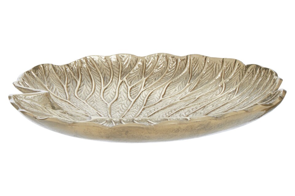 image 1 of Salma Large Gold Finish Lotus Leaf Plate.
