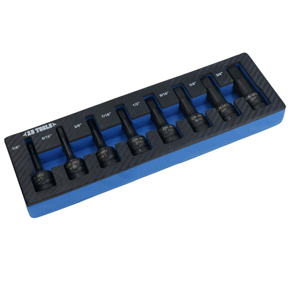 image 1 of AF Imperial SAE Allen Hex Key Sockets 1/2" Drive Extra Long 1/4" - 3/4" 8pc Set