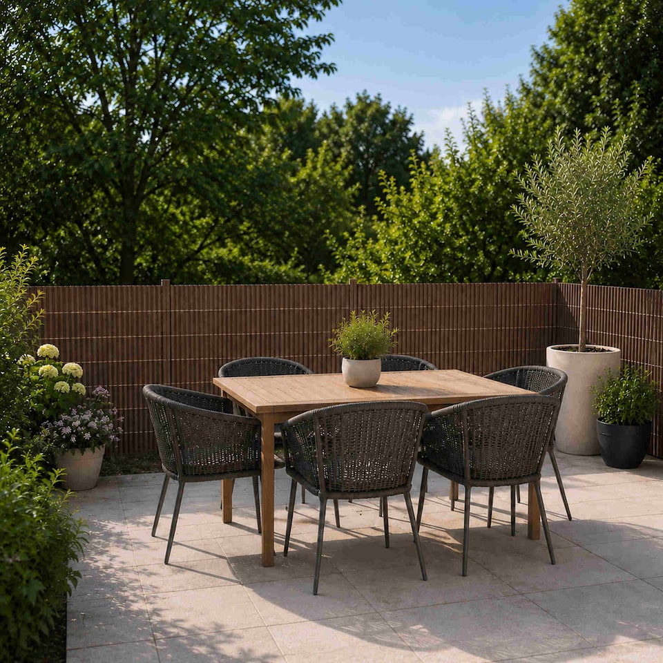 image 1 of 1m x 4m Brown PVC Outdoor Garden Fencing Privacy Screen Roll | Brown | 1