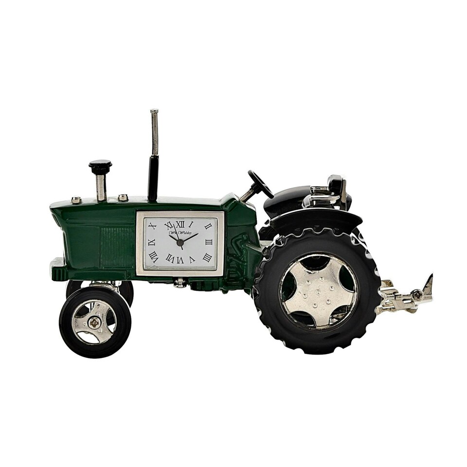 image 1 of Wm Widdop Miniature Clock Tractor Green & Black Roman Dial Green | Black