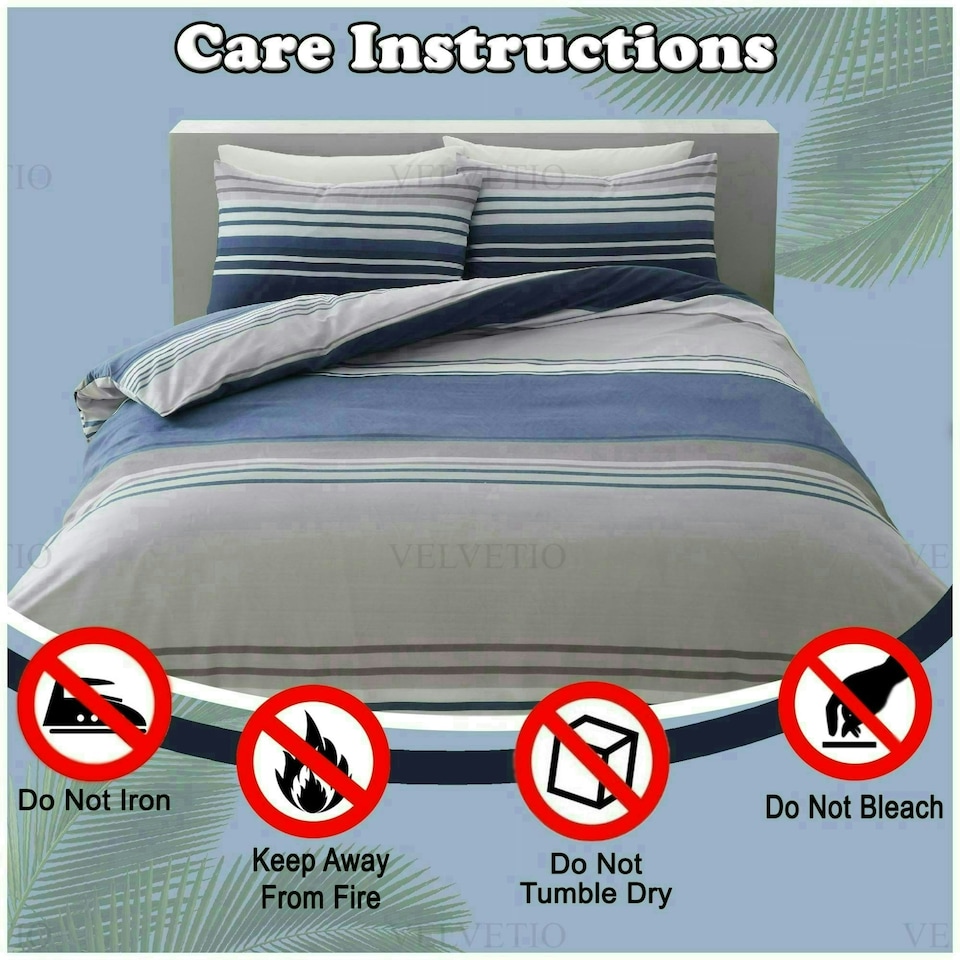 image 1 of VELVETIO Moxie Stripe Duvet Cover Set Reversible Polycotton Easy Care Beddings Black | Single