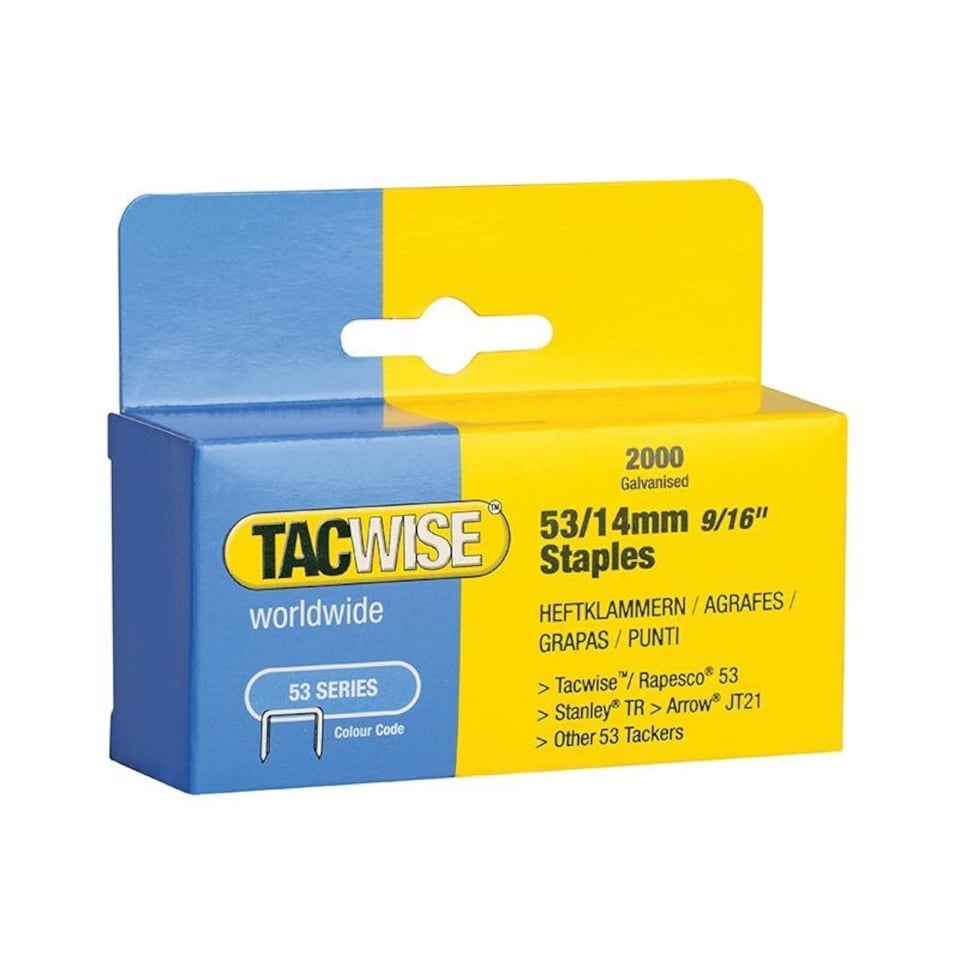 Tacwise 53 Light-duty Staples (type Jt21 A) - Multi Colour - 14mm