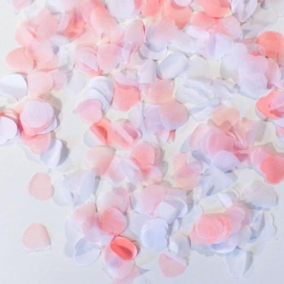 image 1 of Pink And White Heart Shape Biodegradable Wedding Paper Confetti 7g