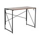 image 1 of Folding Compact Desk Storage Hook Wood Metal Office Computer Table Workstation Brown | Dark Oak