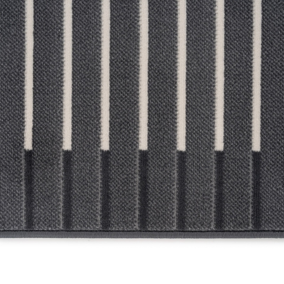 image 1 of kukoon 3ft - 39ft Grey Striped Stair Carpet Long Hallway Runner Rug 60cm x 732cm