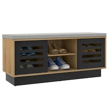 COSTWAY Wooden Shoe Bench Shoe Storage Organizer Grey Grey