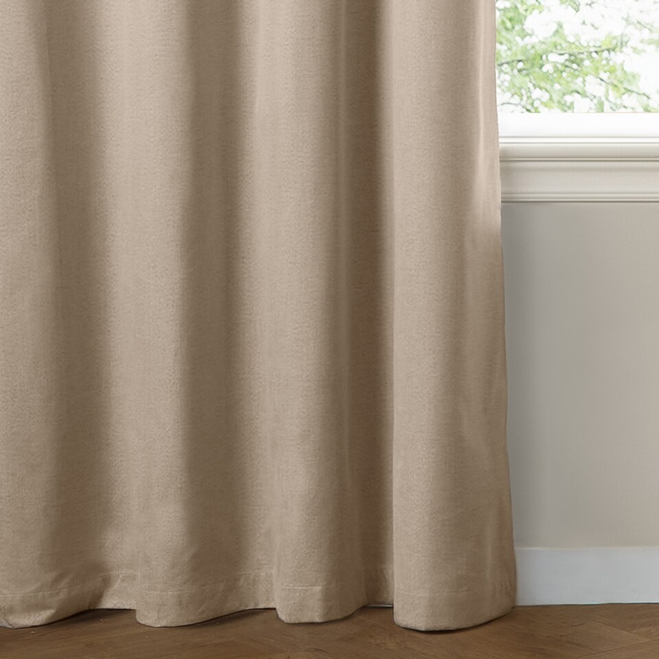 image 1 of Furn The Ultimate Blackout Textured Woven Eyelet Curtain Pair | Cream | Natural | 1