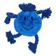 image 1 of Plush Soft Blue Happy Face Dog Play Toy With Squeak & Rope Arms.