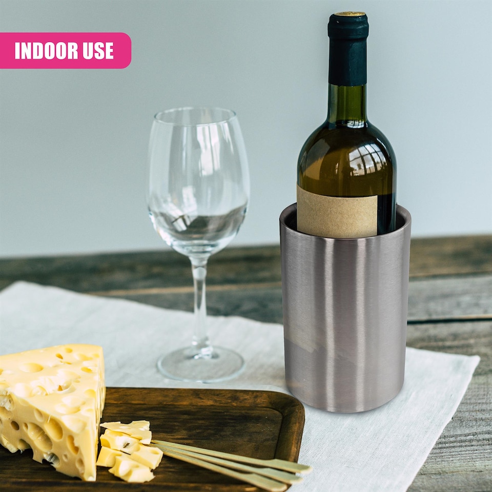 image 1 of GEEZY Chiller Wine Ice Bucket Stainless Steel Silver 22cm