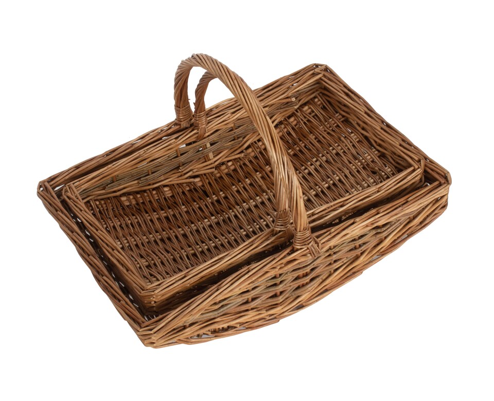 image 1 of Full Unpeeled Set of 2 Garden Trugs | Brown | Brown | Full Set