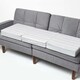 image 1 of Homescapes Grey Stripe Cotton Orthopaedic Foam 3 Seater Booster Cushion | Grey | Grey Stripe | 150 x 50 x 10 cm