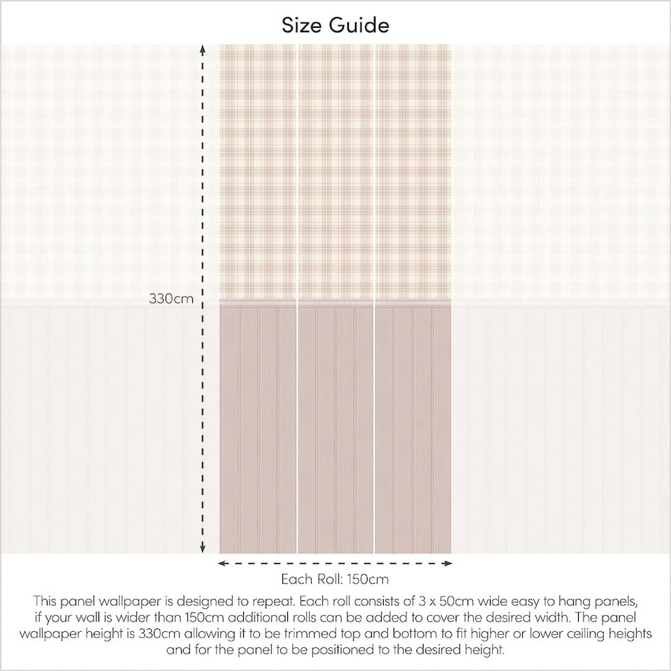 image 1 of Traditional Check Panel Wallpaper in Cream and Pink with Pink Panel Multi